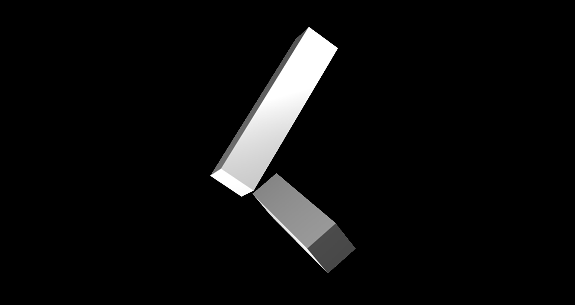 Philippe Hamelin, 2016 Black and white image. Two rectangular white columns float in the black void